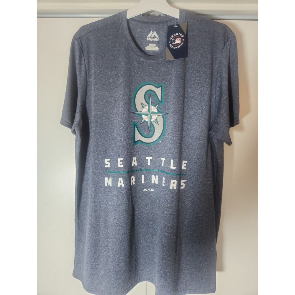 Seattle Mariners Men Cotton T-Shirt  Navy Heather XL Majestic NEW WITH TAGS